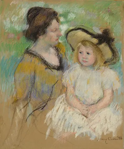 Simone Seated on the Grass next to her Mother Mary Cassatt